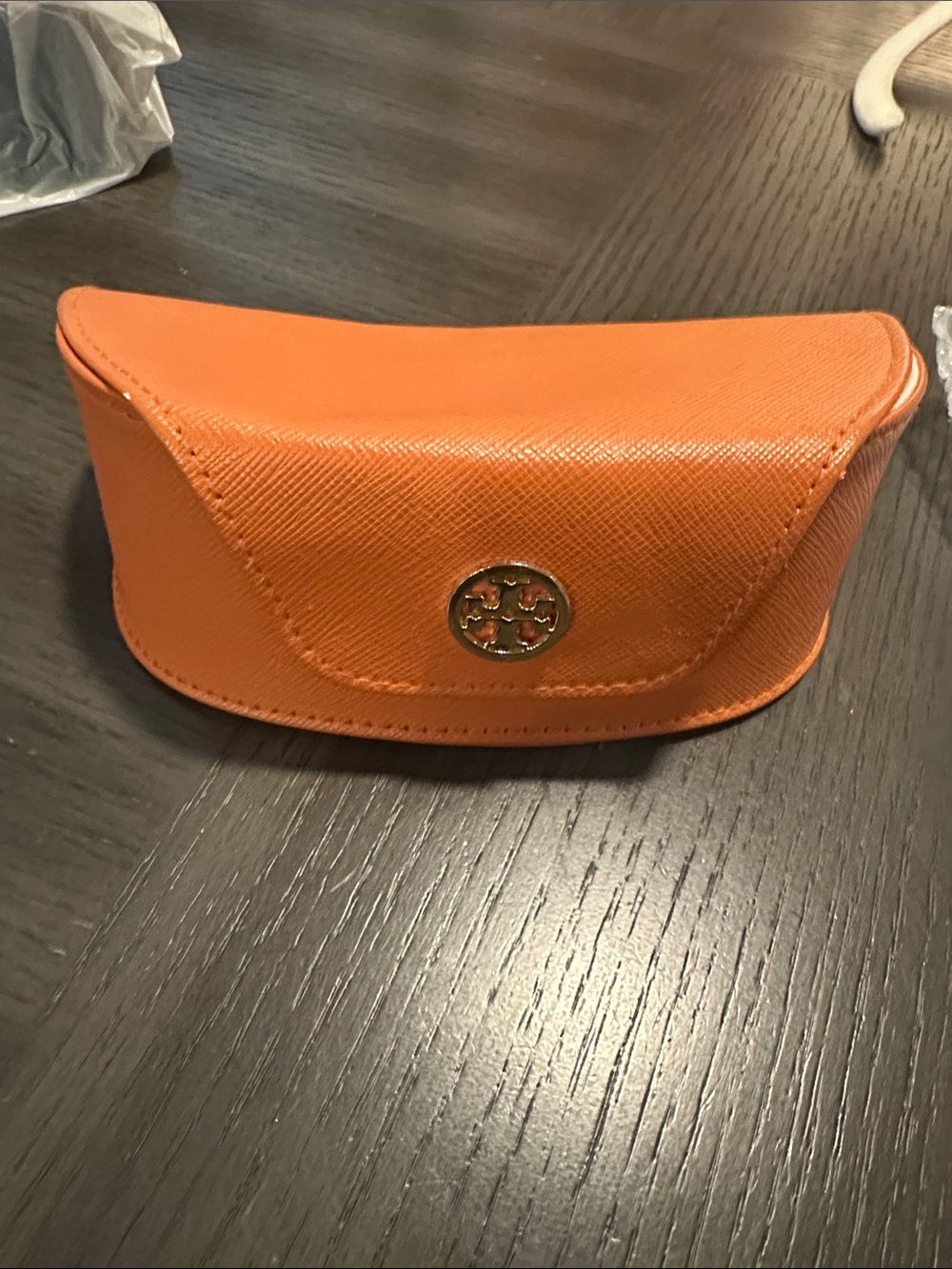 Tory Burch Orange Eyewear Case with Gold Logo